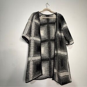 XT Studio Chic Black and White Plaid Open Cardigan, Sz S.